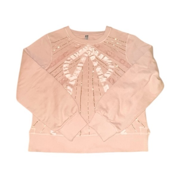 Anthropologie Beaded Bow Dusty Blush Pink Sweater Sweatshirt Small - Picture 3 of 14